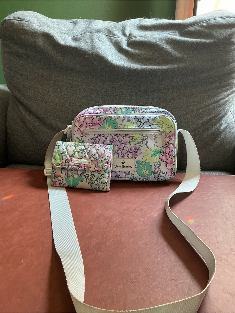 Vera Bradley ReActive Floral Crossbody Bag + Matching Wallet Set